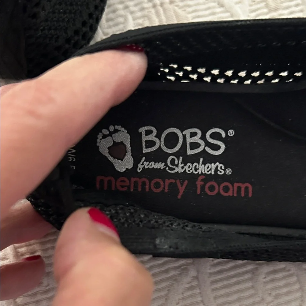 Skechers BOBS Black Slip-On Knit Flats